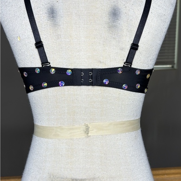 Black Gold Embellished Bra Top Rhinestones Brand New EDC Festival - Picture 7 of 10